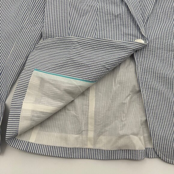 NWT Talbots Women’s 2 Blue White Seersucker Cotton Blazer Lined 1-Button Jacket - Picture 5 of 9